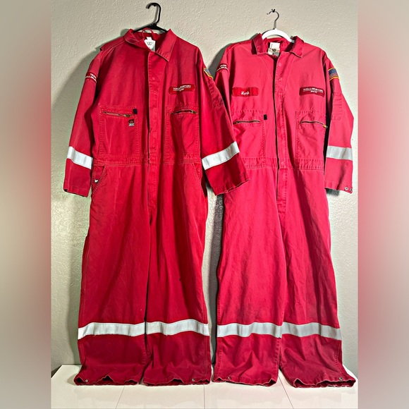 Wenaas Coveralls Halliburton US 50 Reg Oil Rig Work Red Jumpsuit Antiflame | X2 - Picture 1 of 5